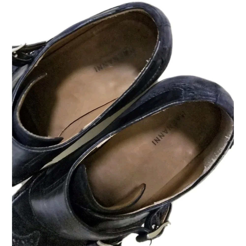 Magnanni Men's Size 10.5 Double Monk Strap Wingtip Shoes Dark Blue